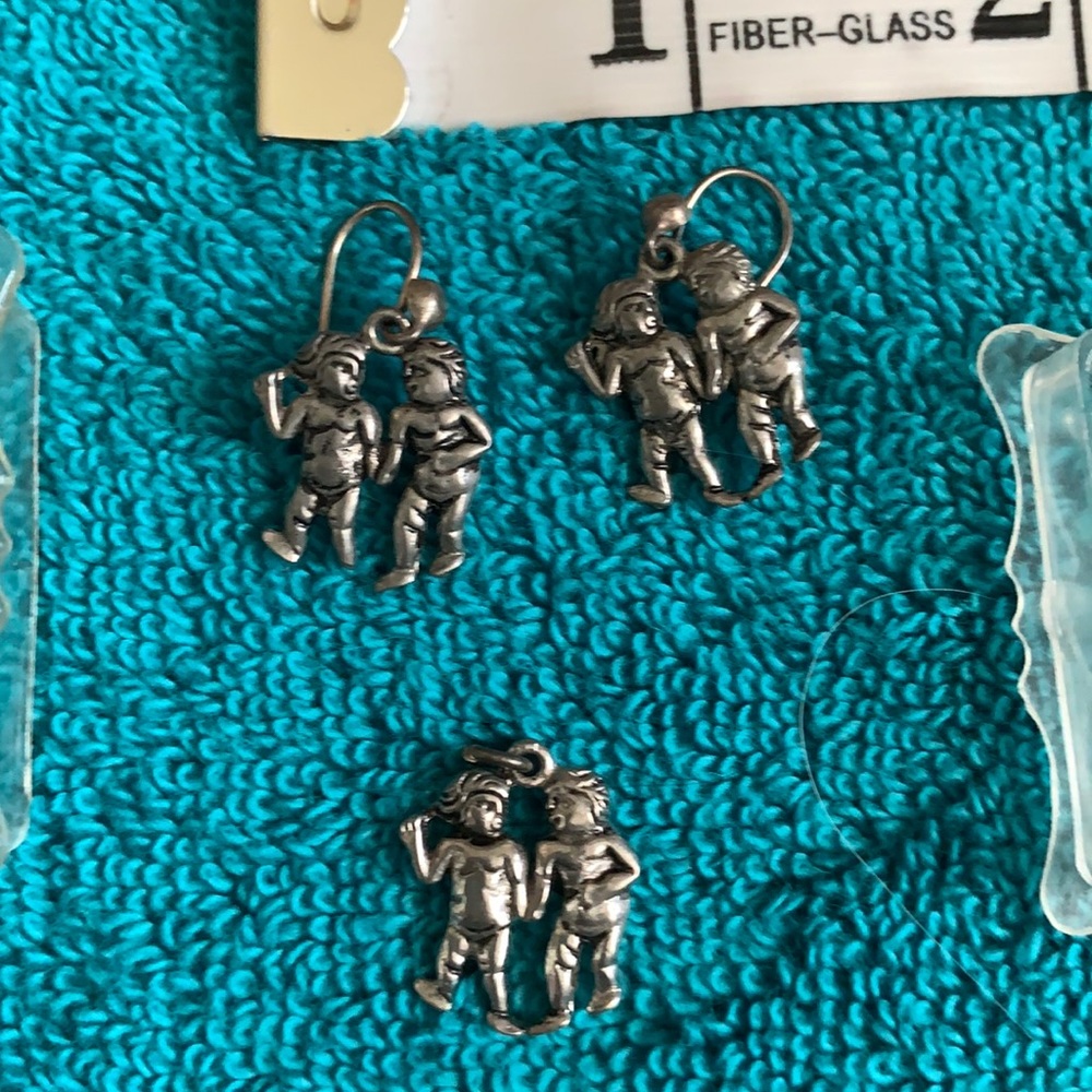 Gemini earrings and pendant